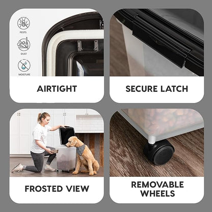 IRIS USA Airtight Dog Food Storage Container, WeatherPro, Removable Wheels