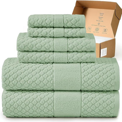 Simple&Opulence 6 Piece Luxury Towel Set, 100% Cotton Bathroom Towels
