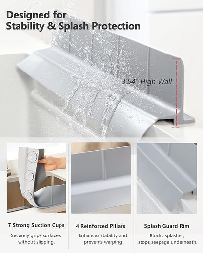 Kitchen Sink Splash Guard 18" Self-Draining Silicone Water Guard