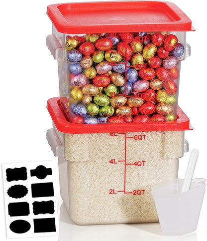 6QT Clear Food Storage Containers: 2 PCS NSF Food Storage Containers