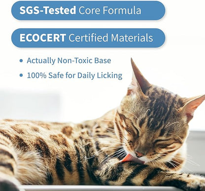Mooncat Waterless Cat Shampoo + 2-in-1 Cat Bath Brush Set, No Rinse Dry Foam Bath for Short Hair Cats & Kittens, SGS-Tested Lick-Safe, Veterinarian Approved & pH-Balanced, Brush, 5 oz