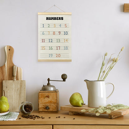 TLESKE Boho Classroom Numbers Chart 1-20 Poster Hanger Frame, Homeschool Hanging Wall Art Decor for Toddler Kids Room Nursery Playroom, Preschool Prek Learning Educational Poster Print Banner, 12x16