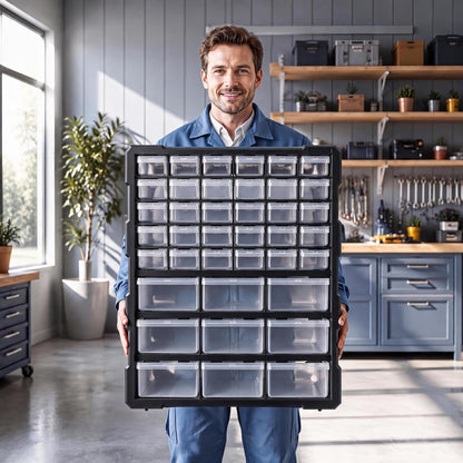 PurKeep 𝟔𝟐% 𝟎𝐅𝐅 Drawer Organizer for Garage Building Bricks Storage,Thicker Craft Organizers Storage with Dividers Labels for Hardware,Screws,Nuts Bolts,Teacher Toolbox,Charms, Beads,Craft