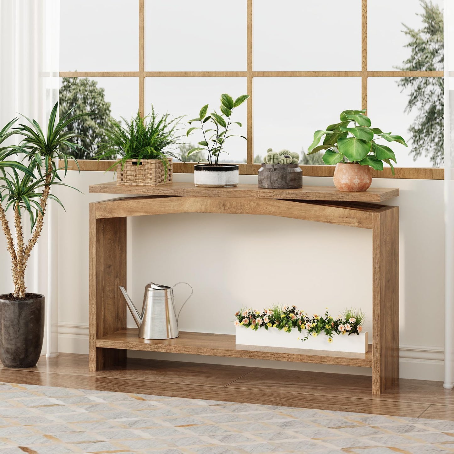 Welfuturer Console Tables for Entryway, 47.2 Inches Long Sofa Table Behind Couch with Storage Shelf, Farmhouse Wooden Entrance Table for Living Room, Hallway, Foyer