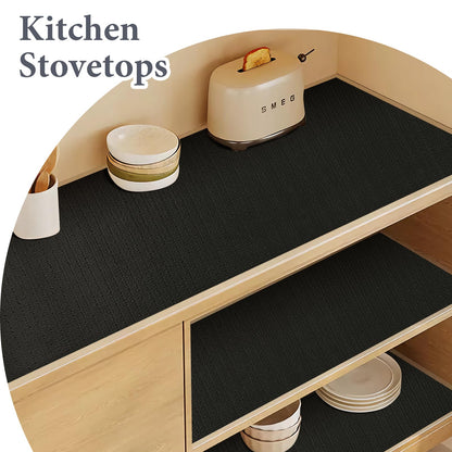 Shelf Liners for Kitchen Cabinets 12in x 20FT Non Adhesive Drawer Liner Gray Quatrefoil Thickened Shelf Liner Paper Strong Non-Slip Easy to Clean for Tool Box Refrigerator with Knife and Tape Measure