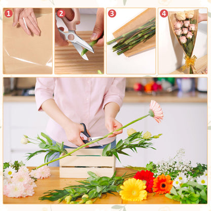 JOYIT Flower Bags for Bouquets, 50PCS Kraft Wrapping Bags, 9.8in x 18in Floral Wrapping Paper Sleeves for Floral bouquets Packaging