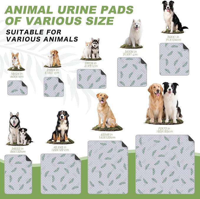 WanpeeGoo Washable Pee Pads for Dogs, 1Pack Reusable Puppy Pads, Super Absorbent & Leakproof Dog Pads, Anti-Slip Dog Pee Pads for Puppy Training & Incontinence, Leaf Pattern 63"x63"