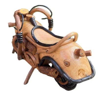 Land of Simple Treasures Wooden Motorcycle Model Decorations for Home - Handmade Motorcycle Figurine Wood Harley Chopper Collectible Sculpture - 9.5 Inches