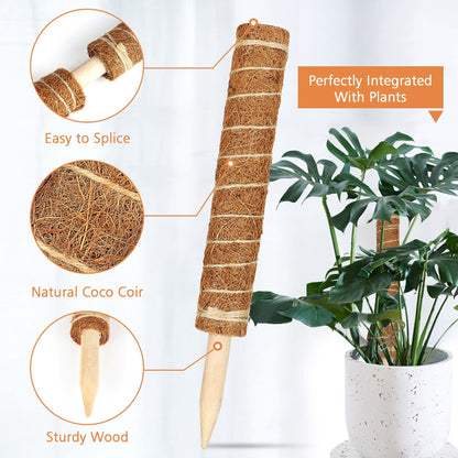 JJGoo Moss Pole for Plants Monstera,【6 Pack】 17 inch Plant Support Pole, Extendable Coir Totem Pole for Potted Plants Pothos, Train Indoor Climbing Plants to Grow Upwards