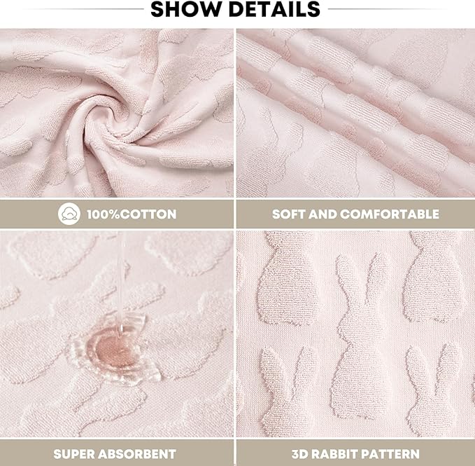 Artoid Mode 1 Pc Pink 3D Rabbit Jacquard Easter Hand Towels