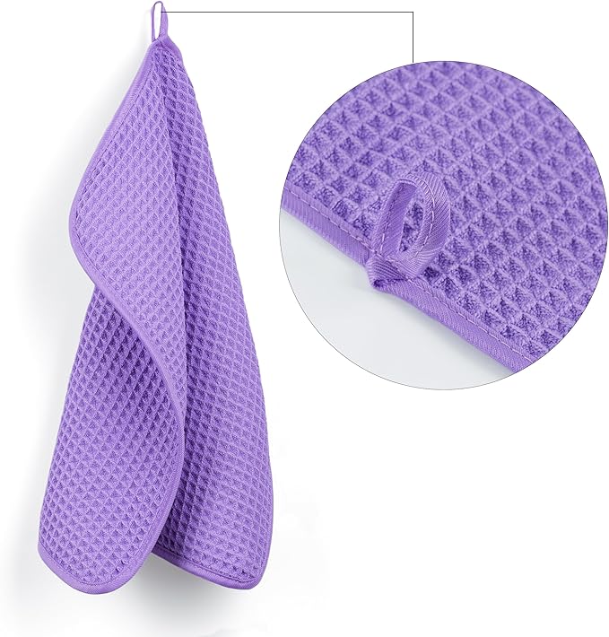 POLYTE 430 GSM Microfiber Lint Free Washcloth Face Towel, 13 x 13 in, 4 Pack