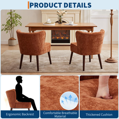 Accent Chair Living Room Chair, Armless Lounge Chair with Wood Legs Upholstered Makeup Vanity Tufted Side Chair Fabric Comfy Sofa Chairs for Bedroom, Mid Century Modern Comfy Reading Chair