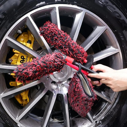 Metal Free Microfiber Wheel Brush Kit- Microfiber Angled Wheel Brush, Long