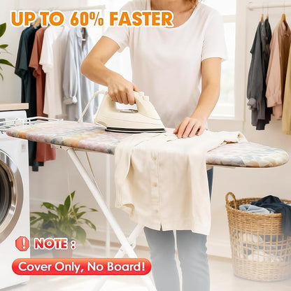 Ironing Board Cover and Pad, 15x54 Standard Size Thick Iron Padding, Scorch &