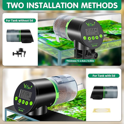 Ycozy Automatic Fish Feeder Rechargeable with USB Cable Moisture-Proof Intelligent Electric Fish/Turtle Feeder for Aquarium & Fish Tank (Rechargeable EVS)