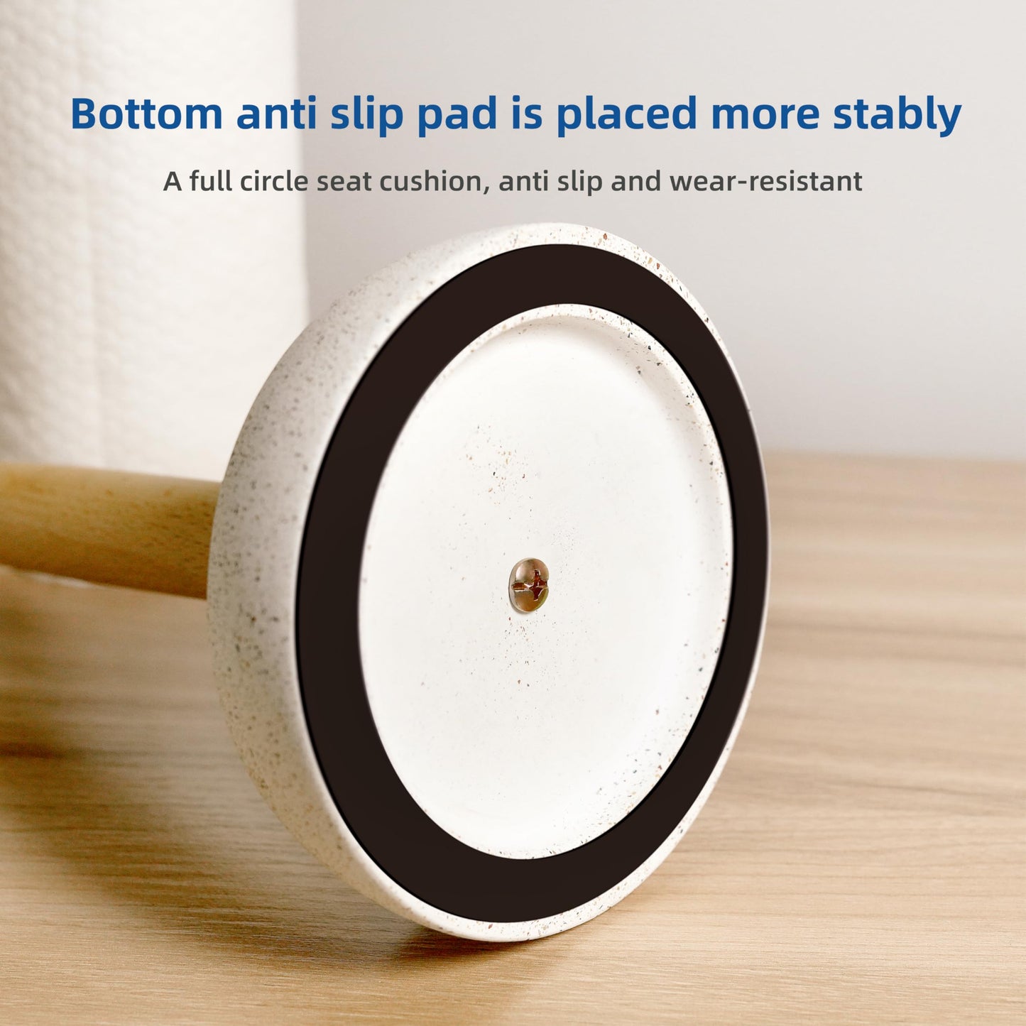BOSHARON Kitchen Paper Towel Holder, Free Standing Cement Base with Beech Wood Rod, Modern Countertop Dispenser for Bathroom & Kitchen