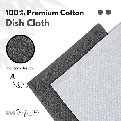 Infinitee Xclusives Premium Dish Cloth 100% Cotton 12 x 12 Inches |Pack of 4|
