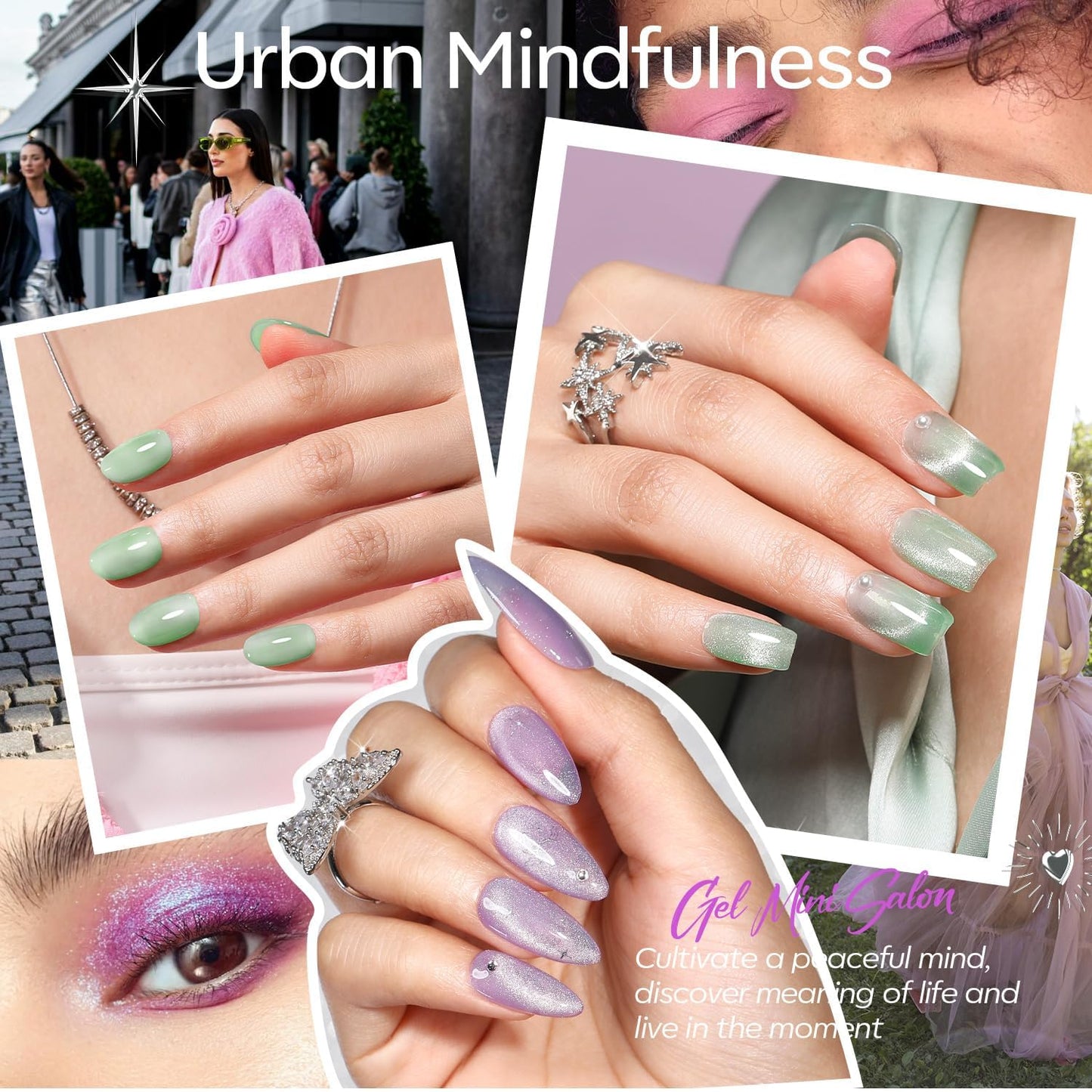 Modelones Gel Nail Polish Kit with UV Light, Milky White Nude Glitter Pink Red Gold Fall Metallic Manicure Set with Base Top Coat Star Stickers 4 Colors Gel Mini Salon Nail Art Gift for Women Girl