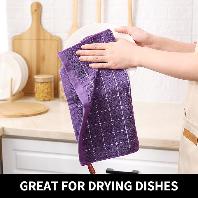 Homaxy 100% Cotton Terry Kitchen Dish Cloths, Ultra Soft and Absorbent Dish