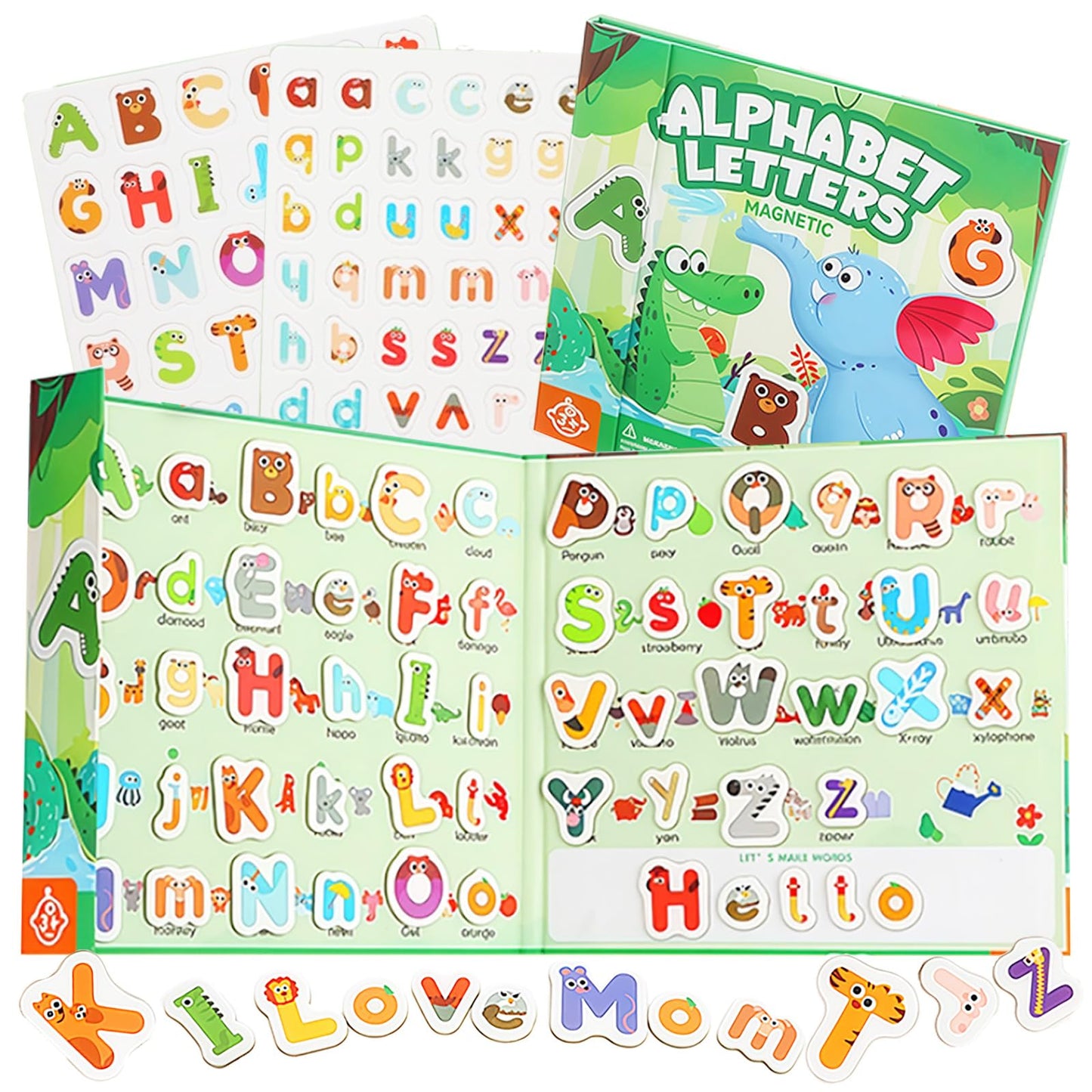 Upgrade Magnetic Letters Book for Kids, 78 PCS Magnetic Alphabet Letters, Uppercase & Lowercase ABC Magnets for Toddlers 1-3 Learning, Preschool Classroom Must Haves