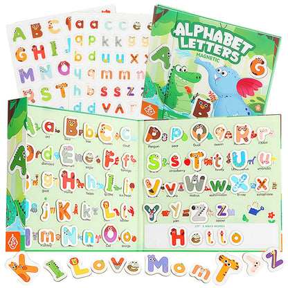 Upgrade Magnetic Letters Book for Kids, 78 PCS Magnetic Alphabet Letters, Uppercase & Lowercase ABC Magnets for Toddlers 1-3 Learning, Preschool Classroom Must Haves