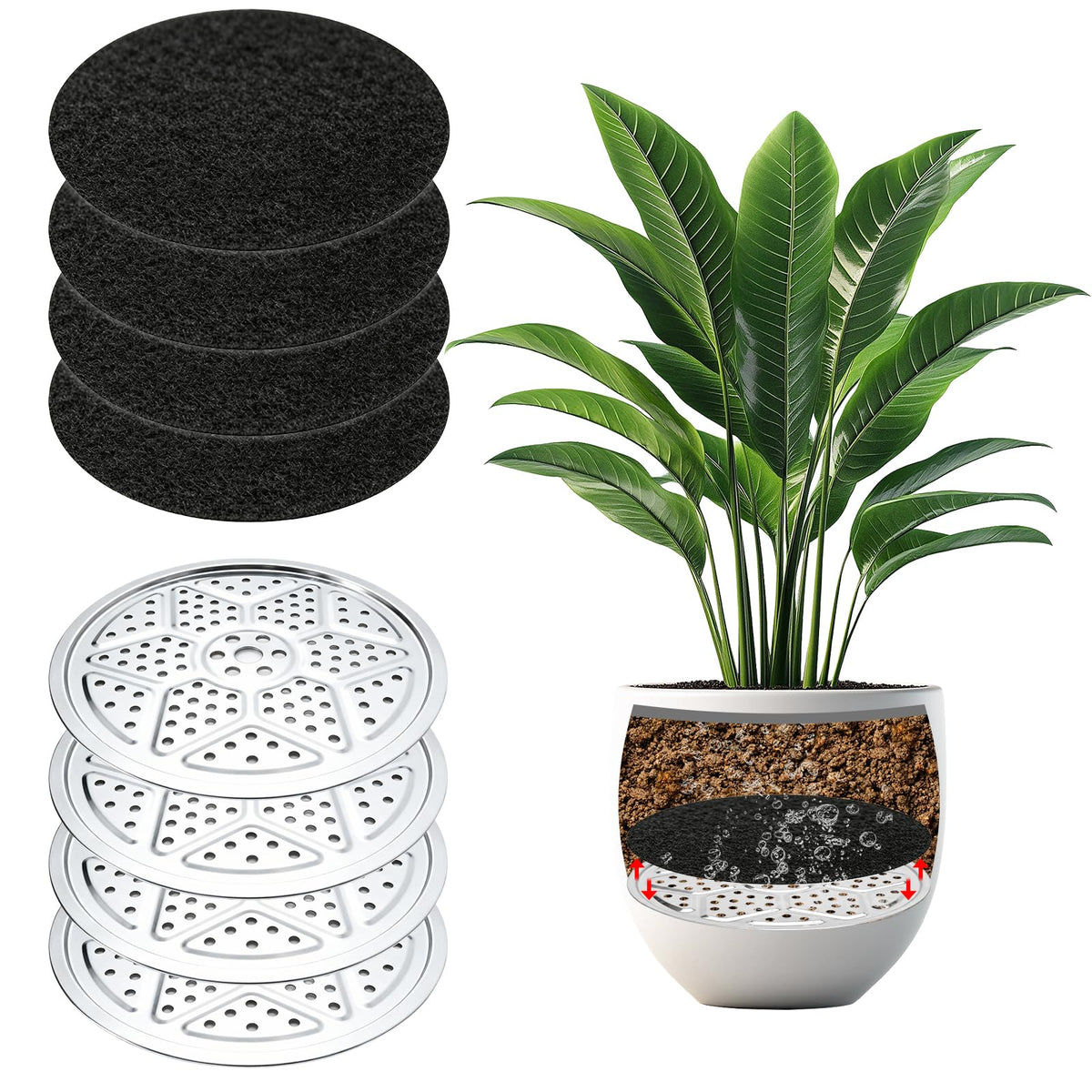 luperasol 8PCS Planter Inserts for Large Pots, 13" Reusable Round Planter Inserts for Large Tall Pots and Liner with Drainage Holes for Place Inside Planters Use Less Potting Soil