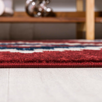 JONATHAN Y Medallion Southwestern Indoor Area Rug 4X6 Red/Navy/Cream, Serape for Living Room, Bedroom, Kitchen, Office, Easy-Cleaning, High Traffic, Pet-Friendly, Non-Shedding SWC100A-4