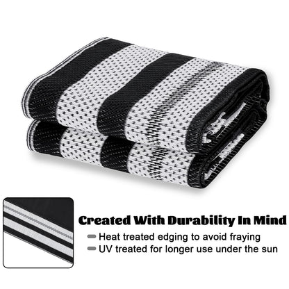 Garvee 9x12 Outdoor Rug for Patio Plastic Straw Rug Waterproof Reversible Mat Lightweight Foldable Carpet Easy Clean Large Rugs for Patio Porch Backyard Camping RV Beach Balcony Deck Panel White