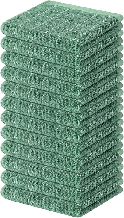 Mordimy 100% Cotton Terry Cloth Dish Cloths, Soft and Absorbent Checkered Dish