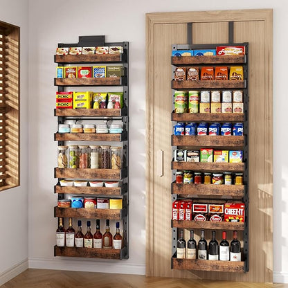 8-Tier Over The Door Pantry Organizer, Heavy-Duty Metal Wall Mount or Hanging
