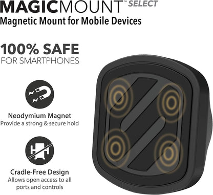 Scosche MMWSM-2PKXCES0 MagicMount Select Magnetic Car Phone Holder Mount for iPhone and Android - 2 Pack - Secure Magnetic Cell Phone Mount for Car Window or Dash - Universal 360° Adjustable Head