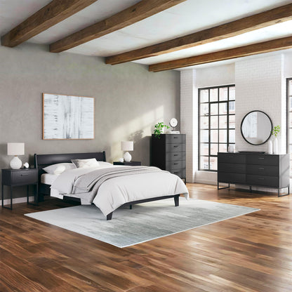Signature Design by Ashley Socalle Matte Black Finish Chest of Drawers, Modern Tall 5 Drawer Dresser, Engineered Wood (MDF/Particleboard/Plywood) & Decorative Laminate, Bedroom Storage