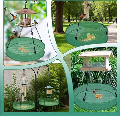 Joyzan Bird Seed Catcher Tray, Bird Feeders Hanging Spill Guard Platform to Catch Falling Adjustable Birdseed Hoop Hummingbird Bee Outdoor Accessory Yard Garden Lawn Backyard 16" Diameter 2Pcs