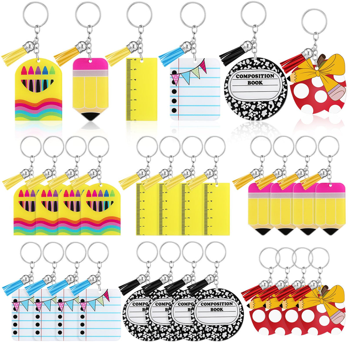 Sureio 30 Pcs Back to School Teacher Appreciation Gift Bulk Mini Notebook Keychain Gifts Bulk Note Book Bundle for Preschool(Combination Style)