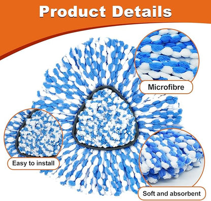 2 Microfiber Mop Head Refills and 2 Chenille Mop Pads, 1 Upgrade Scrub Brush 1