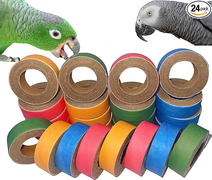 24Pcs Fatty Bagels Bird Toys for Parrots Durable Cardboard Chewing Shredding Foraging Foot 1.75" for Medium & Large Parrot Amazons Mini Macaws African Greys Cockatoos Eclectus Senegal