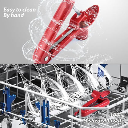 Cherry Pitter, Brighoot Stainless Steel Cherry Pitter Tool Cherries Corer with Lock Design for Making Cherry Jam, Remove Cherry Seed with Space/Safe/Quick (Red)