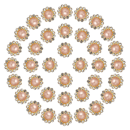 PATIKIL 12mm Sunflower Pearl Sew on Rhinestones, 200 Pcs Rhinestone Sequin Embellishments Crystal Glass Metal Base Flower Claw Rhinestones for Bedazzling Crafting Clothes, Champagne