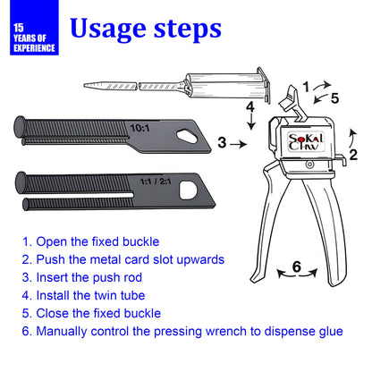 SoKalChw Mixing dispensing gun, Epoxy glue gun, AB Impression Material Gun ratio 1:1/2:1 for 50ml, Compatible with 3M adhesive 04747 cartridges and double cartridges, With 10 pcs 3.3in mixing nozzl