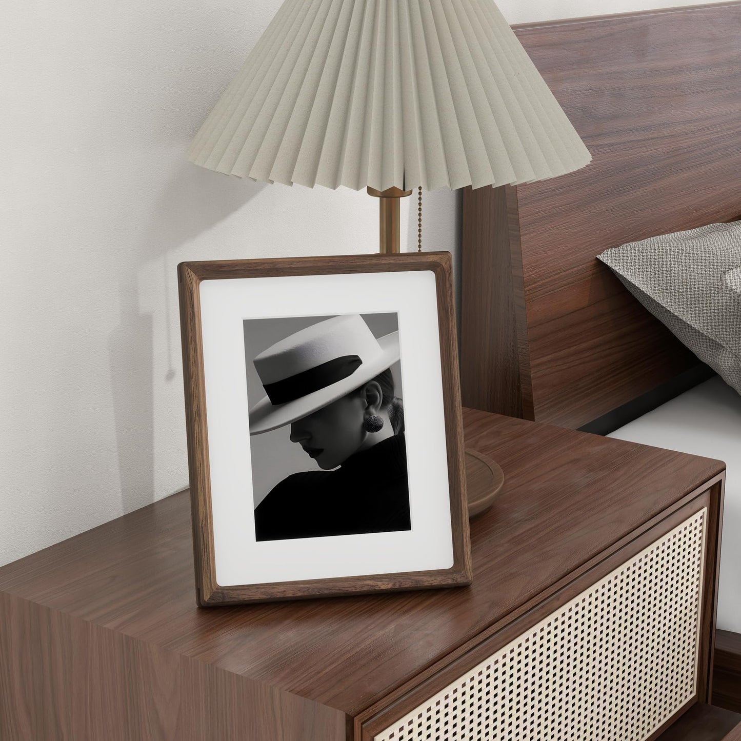 Dreamland 8x10 Picture Frame, USA-Sourced Walnut Wood Photo Frames with HD Tempered Glass, 8 x 10 Wooden Frame Matted to 5 x 7, 8x10 Frames Handcrafted Rounded Corner for Tabletop or Wall Display
