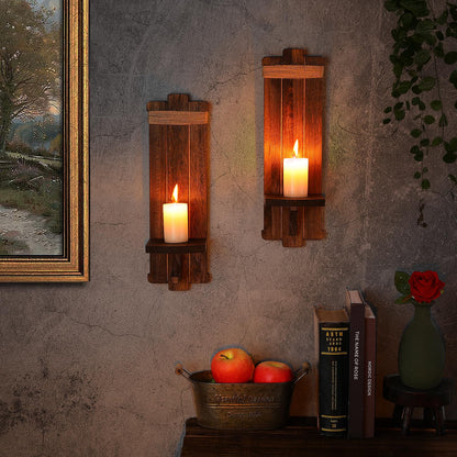 Alphatool Handmade Wooden Candle Sconces Set of 2 Farmhouse Wall Decor