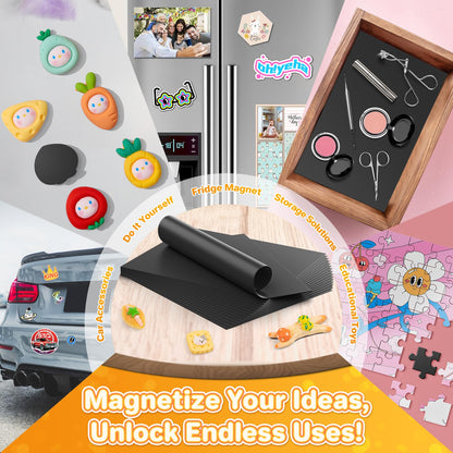 FINDMAG Magnetic Sheets, Flexible Magnets with Superior Adhesive Backing, Cut & Customize Magnet Sheet Set for Creating Magnetic Photo, Crafting, Organizing, and DIY Projects - 8 Pack (8" x 10")