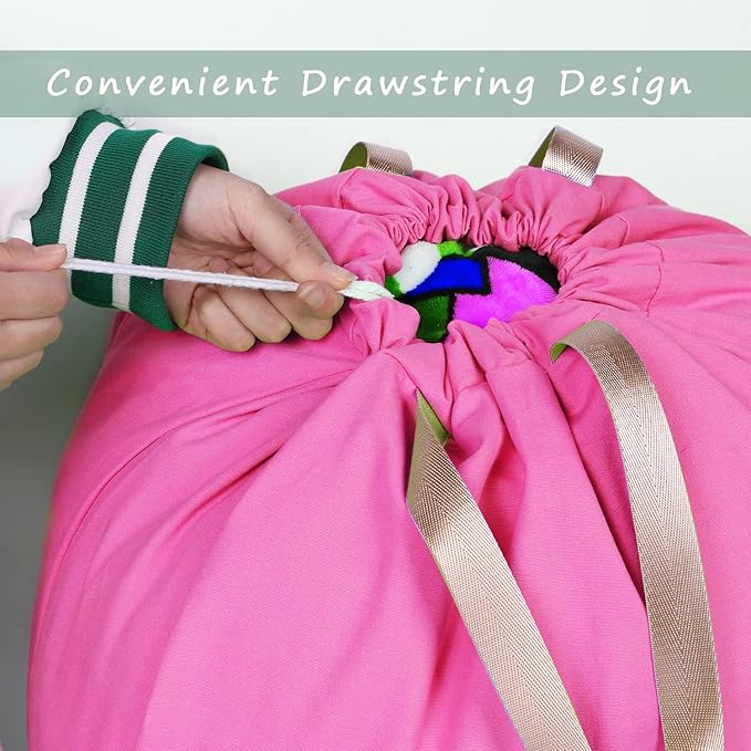 Cotton Canvas Laundry Bag with Handles & Drawstring Straps, Heavy Duty Extra