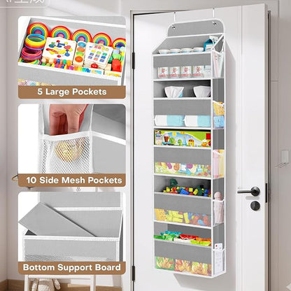 SpaceWhisper Over the Door Organizer, 5 Large Pocket Hanging Storage Organizer
