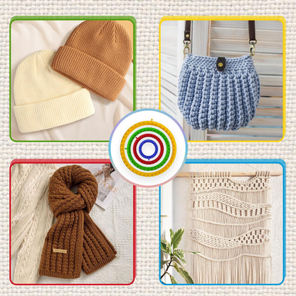 Cesilili Knitting Loom Kit with Pompom Maker Round Knitting Loom for Beginner 4 Sizes (4/6/8/10 Inches) Needle Set DIY Tool for Hats Scarves Handcrafts