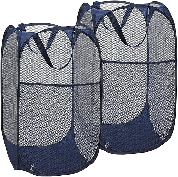 2 Pack Pop Up Laundry Hampers, Collapsible Mesh Laundry Basket, Foldable