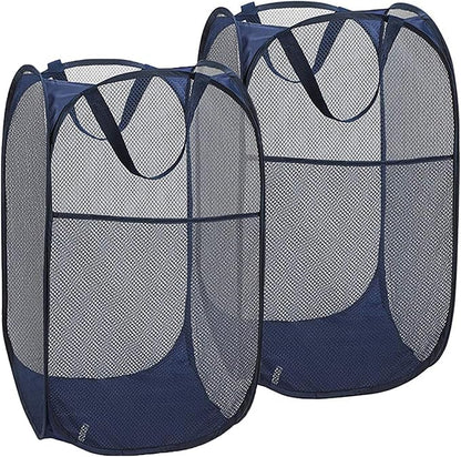 2 Pack Pop Up Laundry Hampers, Collapsible Mesh Laundry Basket, Foldable
