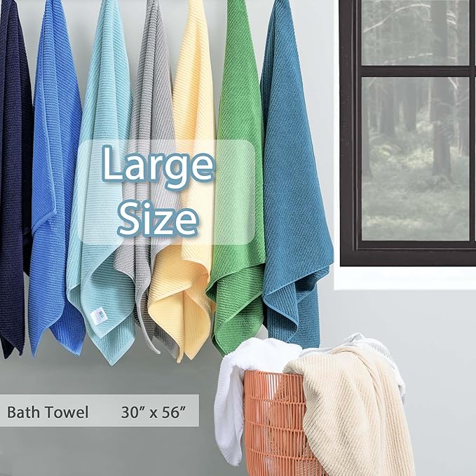 VOOVA & MOVAS Grey Bath Towels, Large 30" x 56"