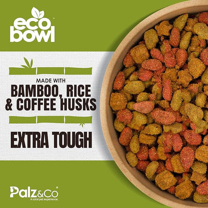 Palz&Co EcoBowl with Lid for Dogs & Cats, 48 oz Cinnamon - Natural Bamboo Pet Bowl with Non-Slip Base, Pet Food and Water Dish, Dishwasher Safe