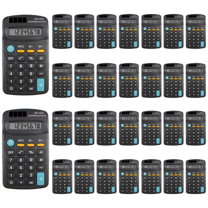 30 Pieces Pocket Size Mini Calculator Merkaunis Pocket Calculator Bulk Black Battery Powered Handheld 8 Digit Basic Calculators for School Desktop Home Kids Office